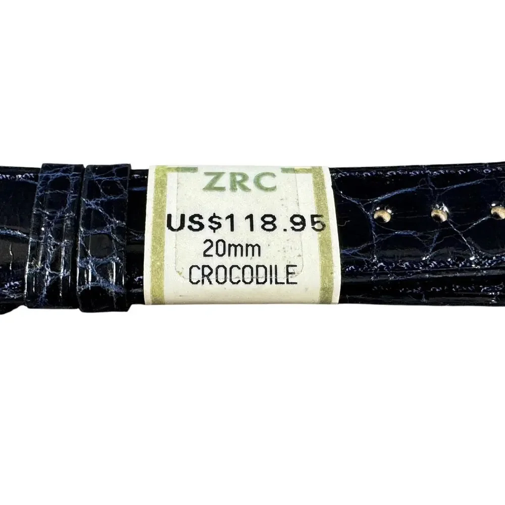 Vintage New Old Stock ZRC Jean Rochet Crocodile 20mm Watch Band Navy Blue